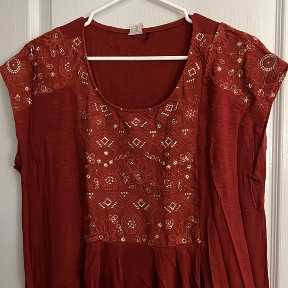 Anthropology orange embroidery shirt - Picture 2 of 4